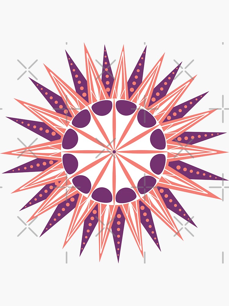 Abstract Tropical Sea Urchin Mandala Blue by tinaschofield