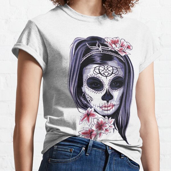 Dia De Los Muertos Lady / Face Paint / Makeup Camiseta clásica