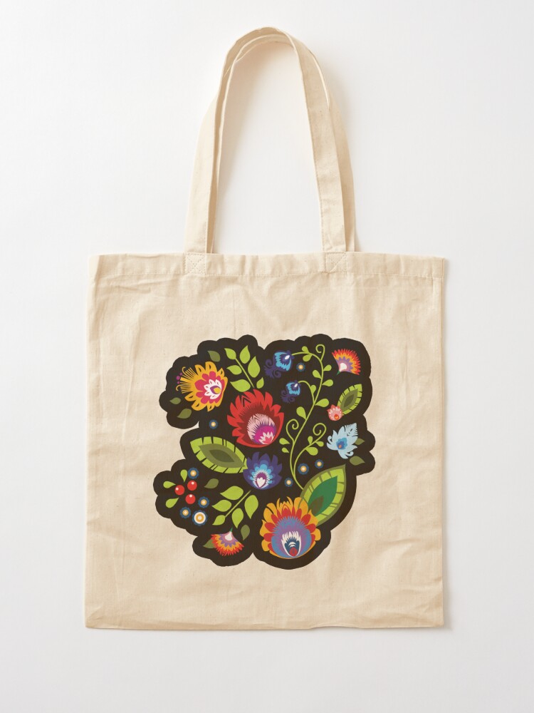 Buy Black Tote Bag With Hand Embroidered Flowers, Black Tote Bag
