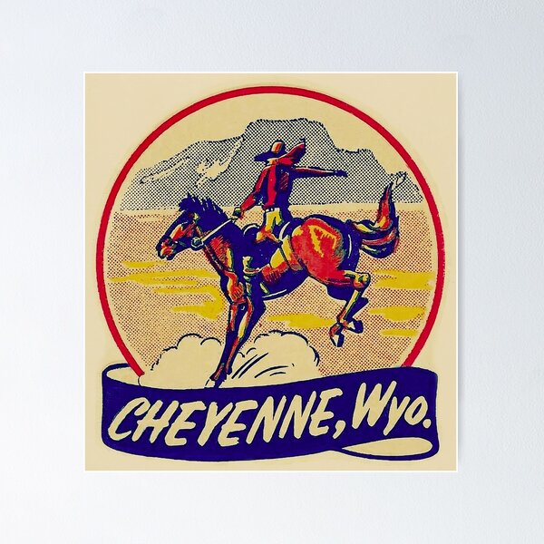 Item preview, Vintage Cheyenne, Wyoming Travel Souvenir Sticker designed and sold by FuzzyHoney.