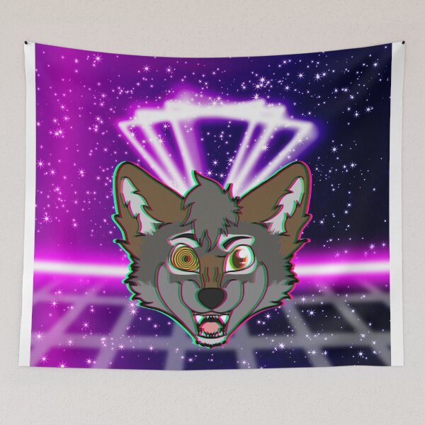 Item preview, Vaporwave Crazy wolf designed and sold by RosewolfArt.