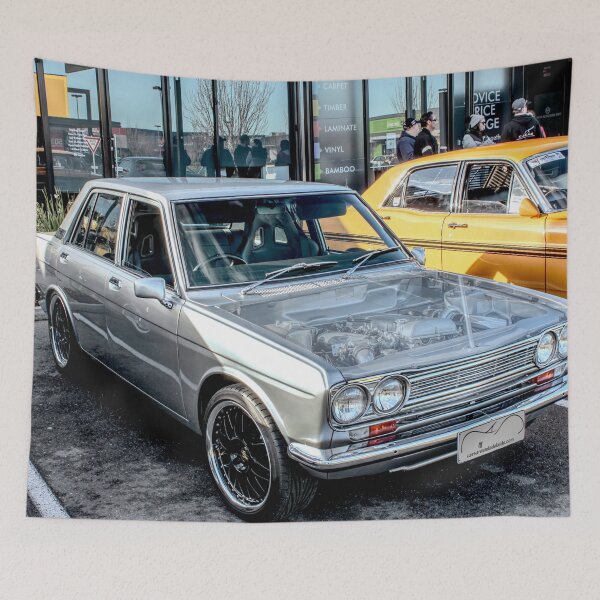 Item preview, Misted bonnet  Silver Datsun 1600 sedan 02 designed and sold by Cars around Adelaide.