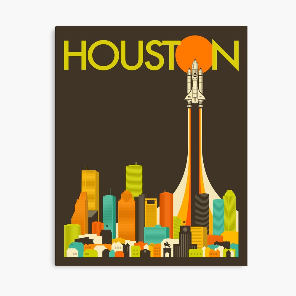 Vintage Houston Baseball Space City Skyline Retro Cityscape Poster