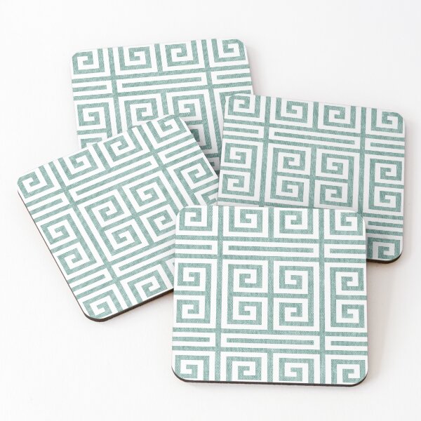 Item preview, Greek Key - Teal and White designed and sold by littlearrow.