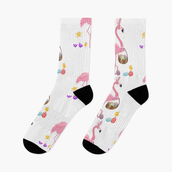 Artikelvorschau, Hübscher Osterflamingo mit Osterkorb entworfen und verkauft von Dibble Dabble Designs.