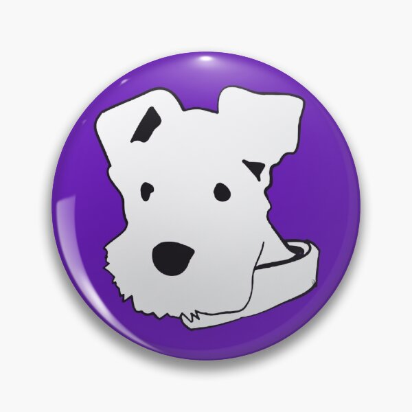 White Miniature Schnauzer on Purple Blackground Pin