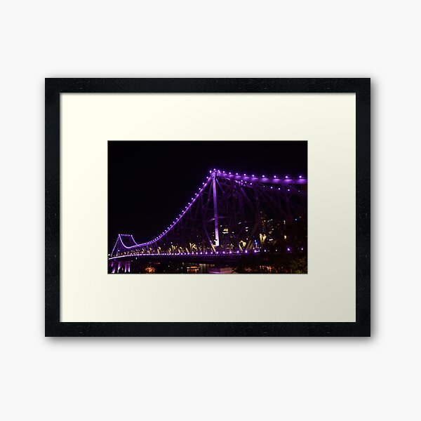 Story Bridge purple lights Framed Art Print