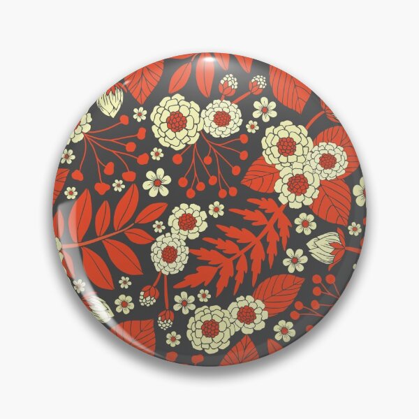 Item preview, Orange, Cream & Dark Gray Retro Floral Pattern designed and sold by somecallmebeth.