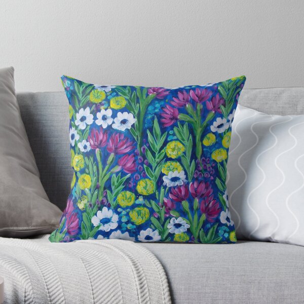 Growing Wilder - Wildflower Painting Throw Pillow