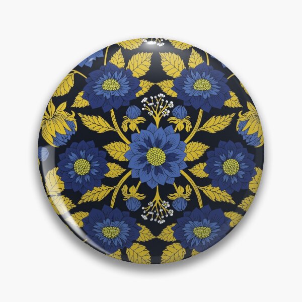 Item preview, Blue, Navy, Yellow & Mustard Floral/Botanical Pattern designed and sold by somecallmebeth.