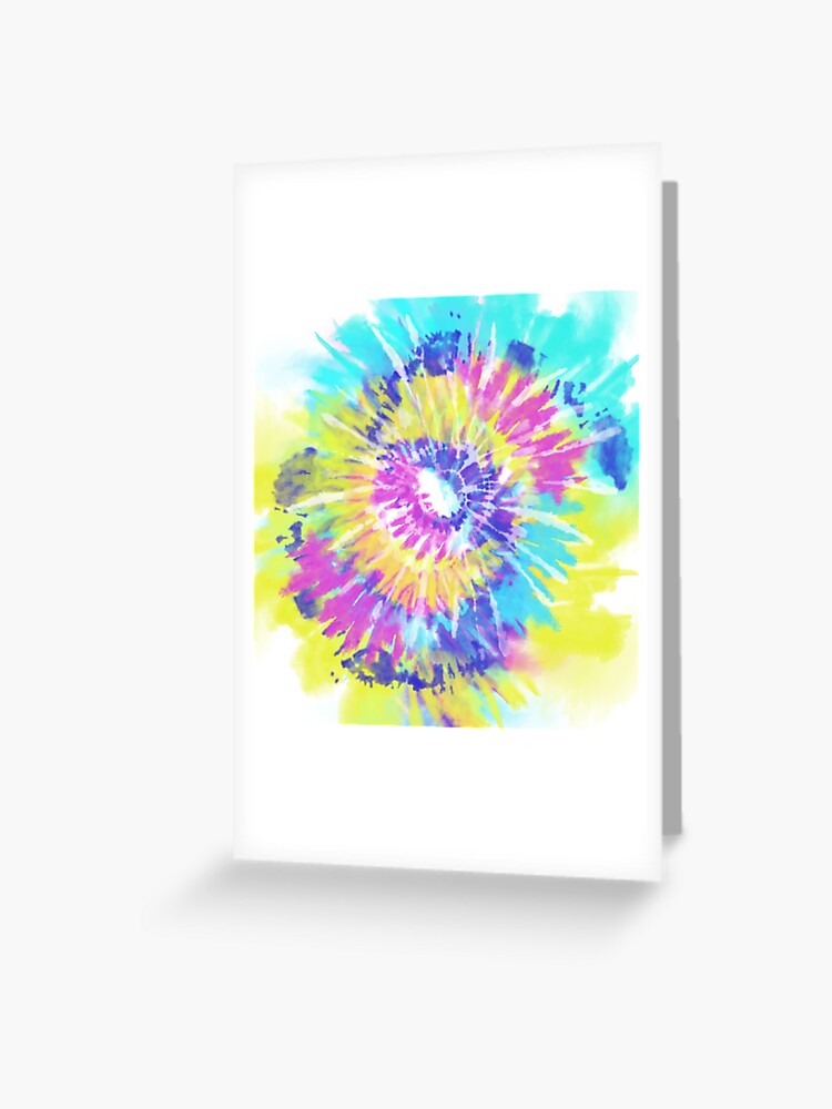 Blank Blue and Purple Spiral Tie Dye Greeting Card