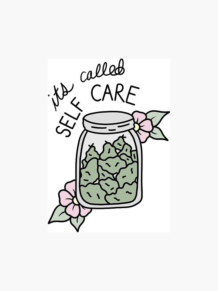 Artwork view, Self care weed jar designed and sold by karlie lewis