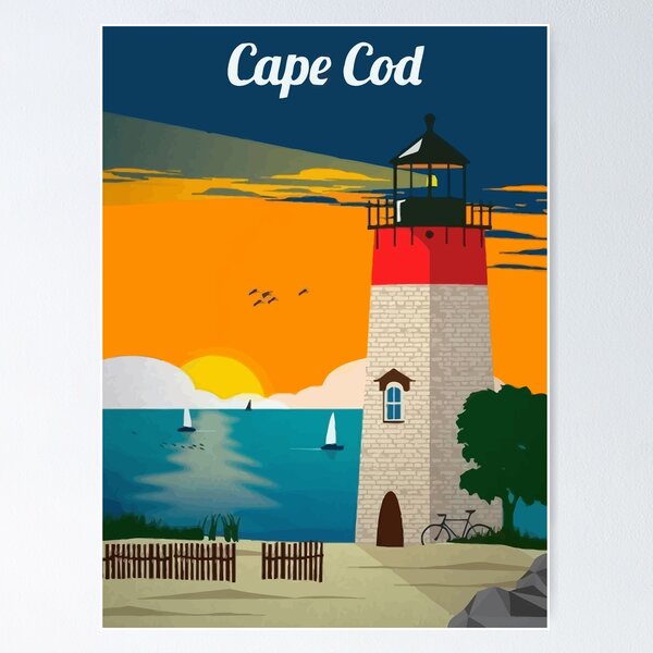 Item preview, Vintage Cape Cod Travel Lighthouse Sunset designed and sold by digitalvintage.