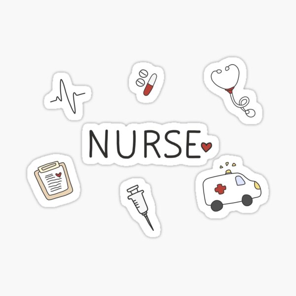Nurse and Nursing Student Doodle Sticker Set - Red and White Sticker