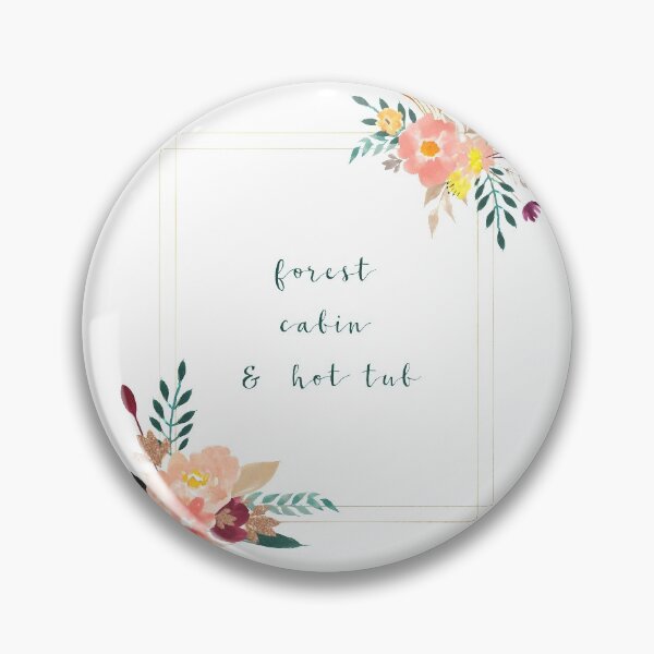 Item preview, Forest, Cabin, & Hot Tub with Floral and Golden Frame designed and sold by MaplewoodMerch.