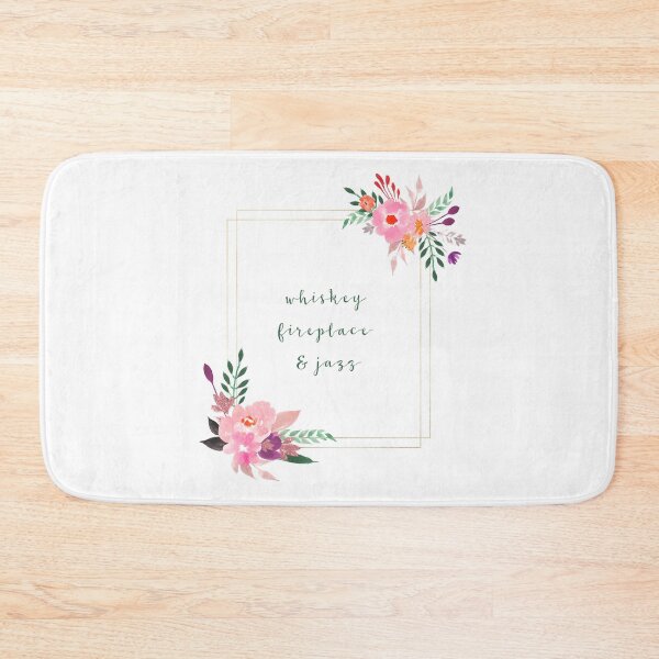 Item preview, Whiskey, Fireplace, & Jazz with Floral and Golden Frame designed and sold by MaplewoodMerch.