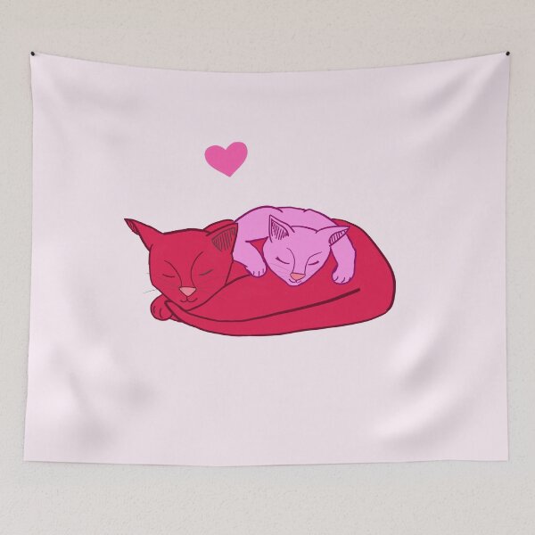 Item preview, Pink and Red Cuddling Kitties - Kallura designed and sold by BitterbluePine.