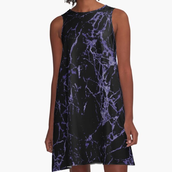 Deep Purple Quartz Marble  A-Line Dress