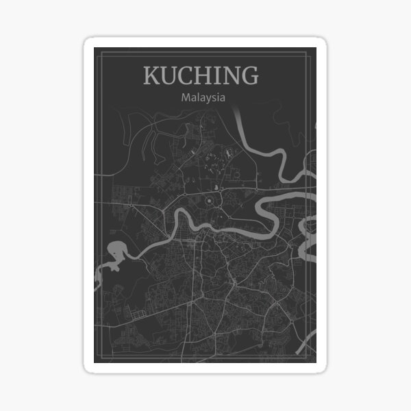 "Kuching Malaysia City Map Art Deco" Sticker by localprideart Redbubble