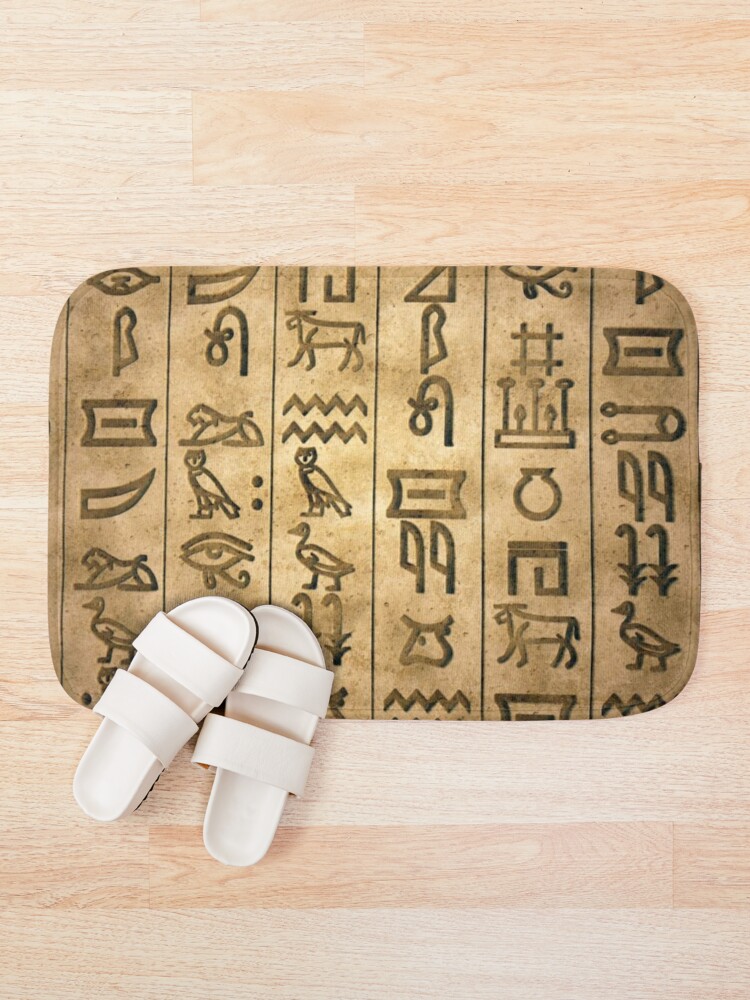 "Egyptian Hieroglyphics Design" Bath Mat for Sale by greygoodzstore