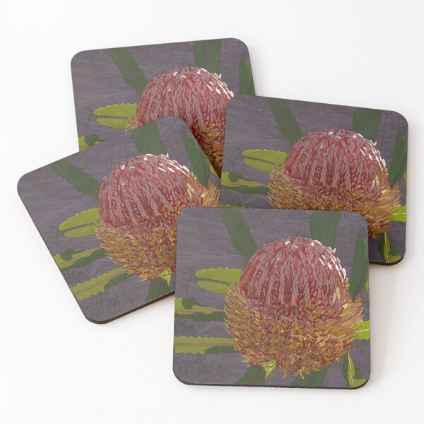 Item preview, Banksia menzies digital drawing on purple designed and sold by Leonie Mac Lean.