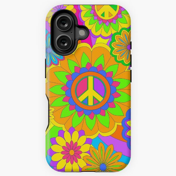 Aperçu de l'œuvre Motif Flower Power arc-en-ciel psychédélique créée et vendue par ArtformDesigns.