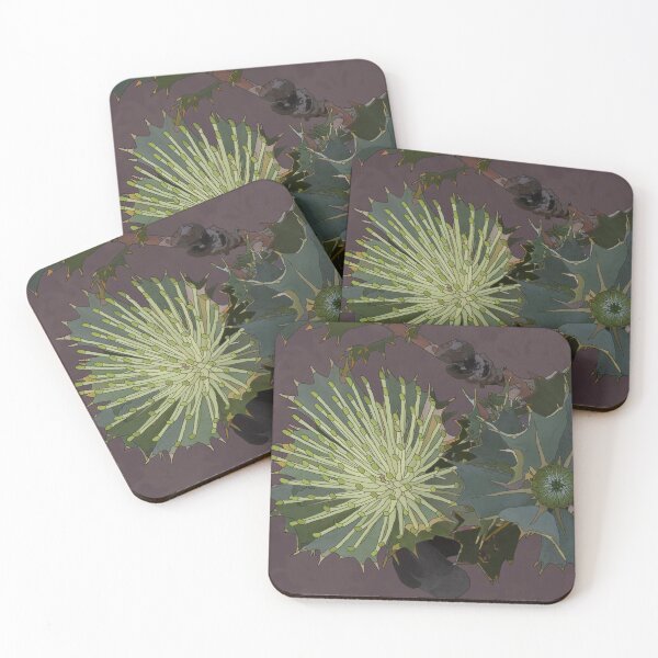 Item preview, Banksia obvata, digital drawing on purple. designed and sold by Leonie Mac Lean.