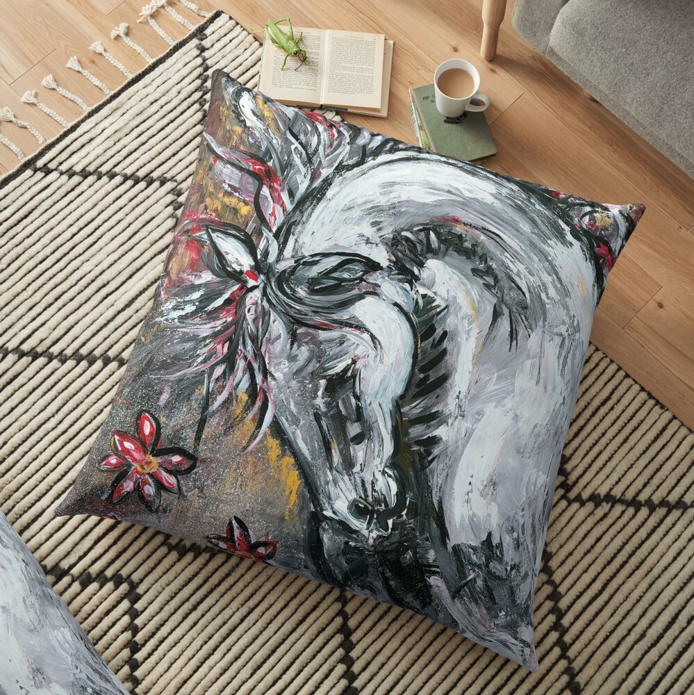 In the mood, painted Floor Pillow