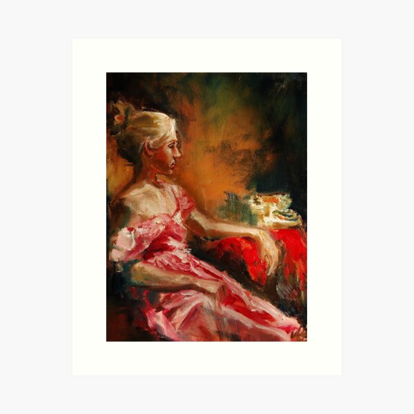 Waiting...oil painting original Art Print