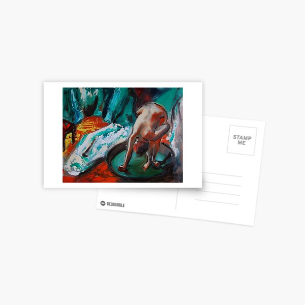 the bath tub degas remake original oil painting Postcard