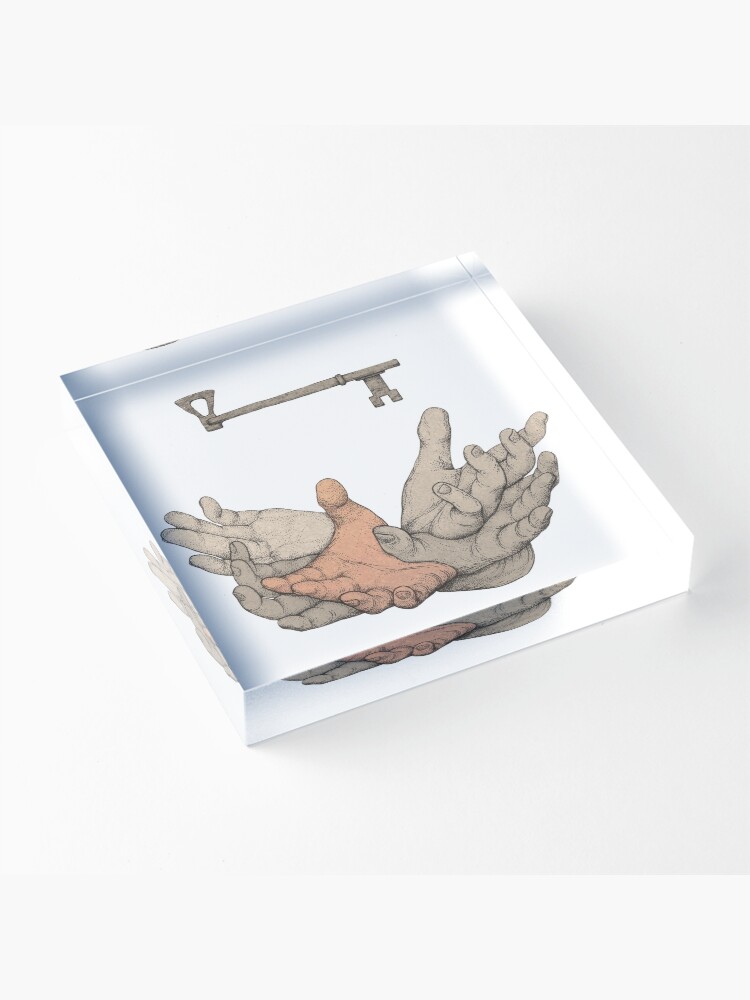 Thumbnail 3 of 5, Acrylic Block, Axe, Key & 22 Fingers graphic Art designed and sold by FINCHFINCHER.