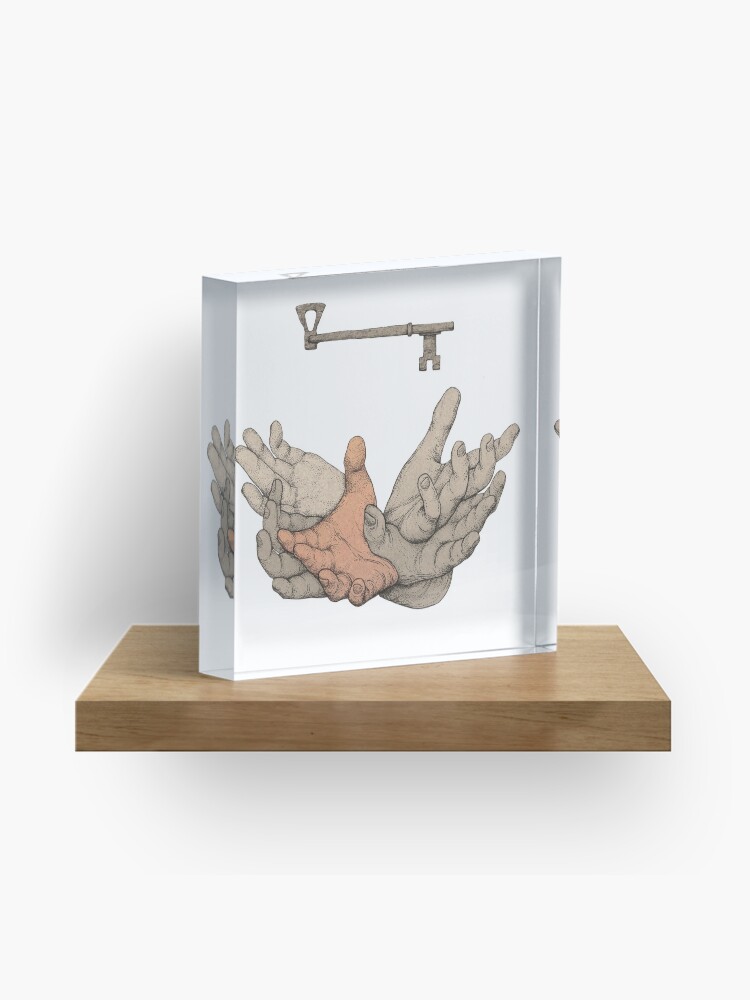 Thumbnail 1 of 5, Acrylic Block, Axe, Key & 22 Fingers graphic Art designed and sold by FINCHFINCHER.