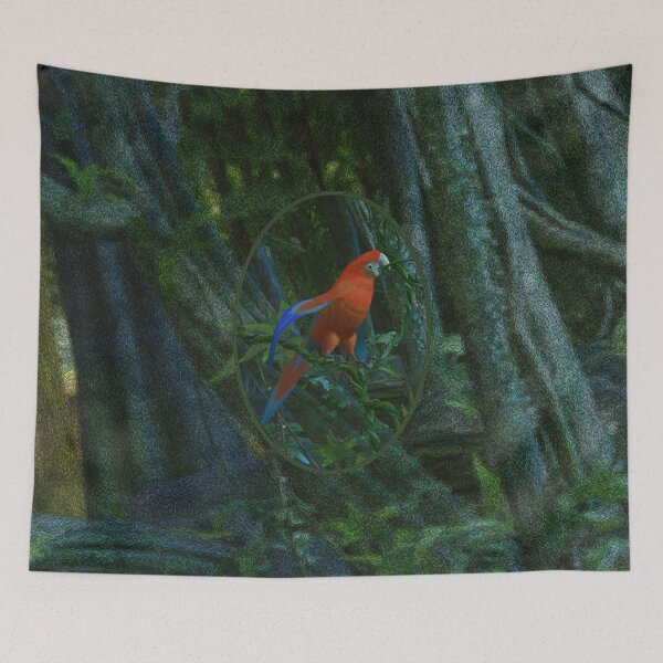 Item preview, Parrot among the lianas designed and sold by Roberta Angiolani.
