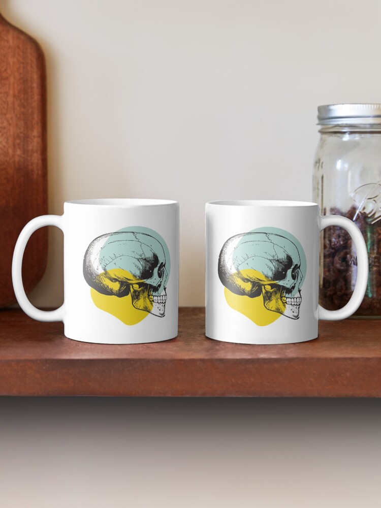 Alternate view of Skull Pastel Blue & Yellow • Pastel Goth Mug