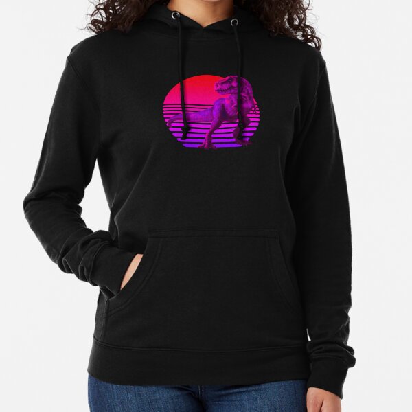 Retrowave Sunset With TRex Lightweight Hoodie