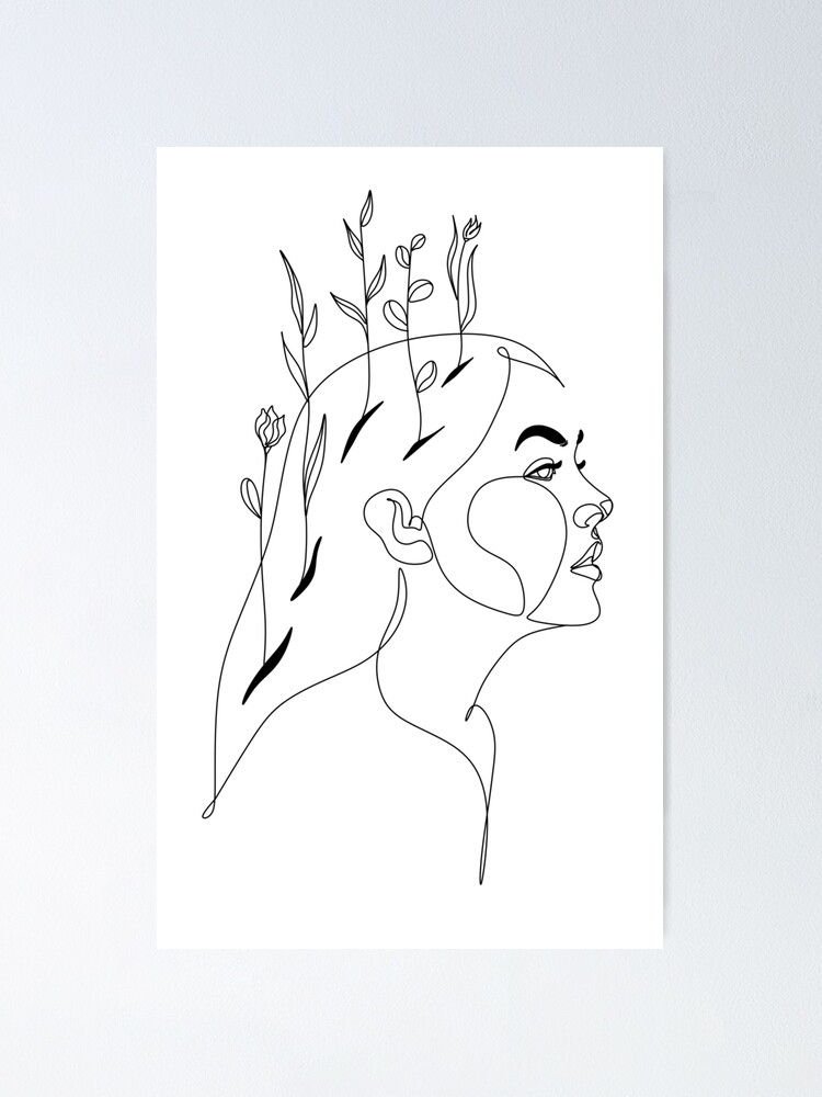 Flower Head Woman Art Print  Woman With Plants on Head Poster