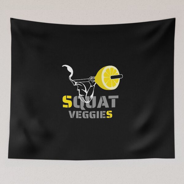 Item preview, Squat veggies - Pumping lemons - caption dark shirt designed and sold by Looking Daggers.