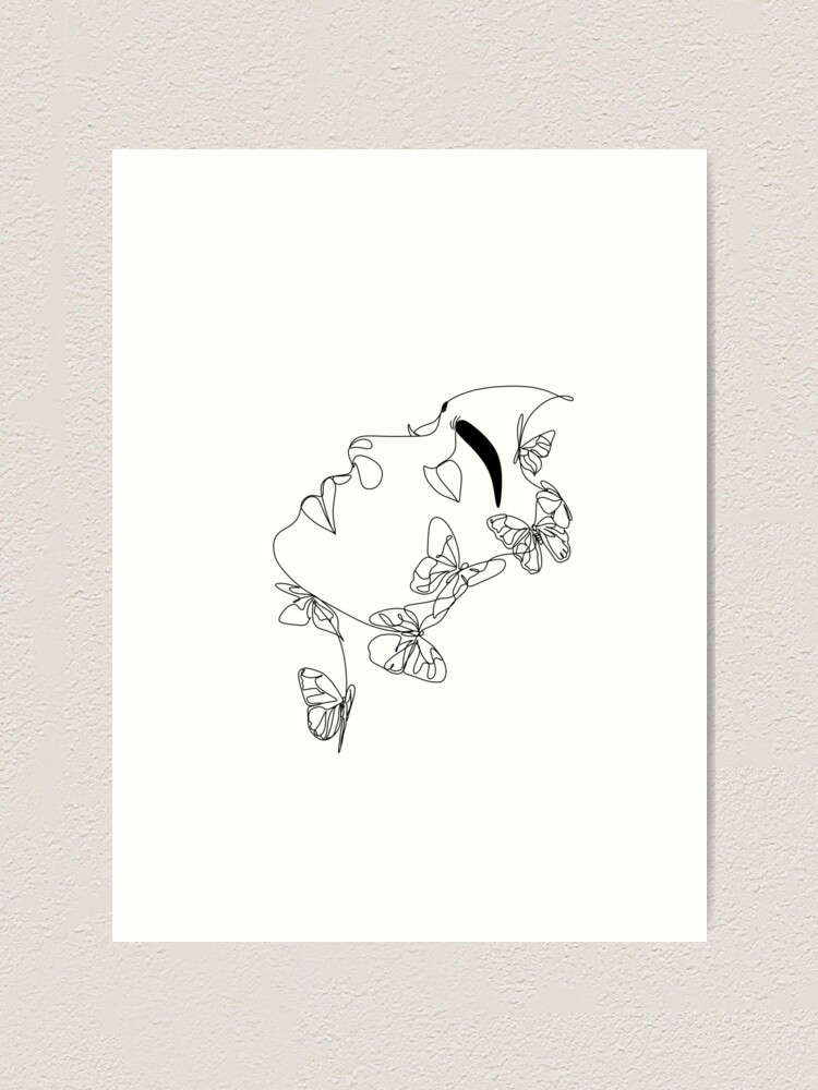Dibujo de línea caras Mujer Minimalista Pared Arte enmarcado impresión 12X16 en