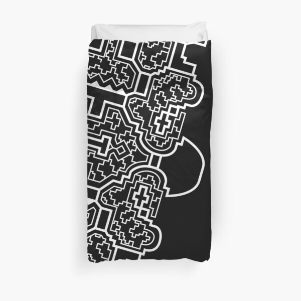 The Shipibo Worldview | Black | Shipibo sacred geometry pattern by Ronin Koshi Duvet Cover