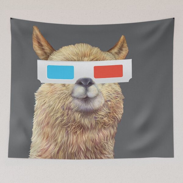 Item preview, cool alpaca with 3D glasses designed and sold by Lexthellamasart.