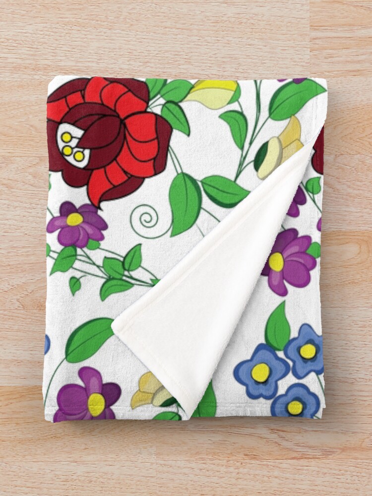 "Hungarian folk art motifs folk floral from kalocsa" Throw Blanket by