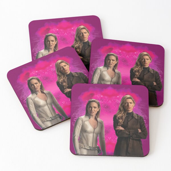 Artikelvorschau, Rosa Hintergrund von Sara Lance und Ava Sharpe entworfen und verkauft von dutchchu.