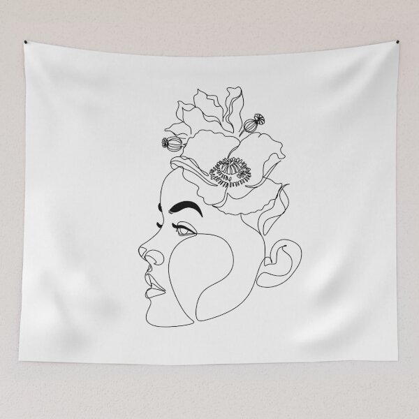 Item preview, Head Of Flowers Art Print | Line Art Woman With Flowers | Flower Woman Line Art | Woman With Flowers Wall Art | Minimal Line Drawing Woman designed and sold by OneLinePrint.