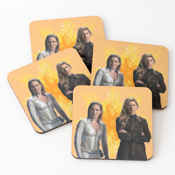 Artikelvorschau, Orange Hintergrund von Sara Lance und Ava Sharpe entworfen und verkauft von dutchchu.