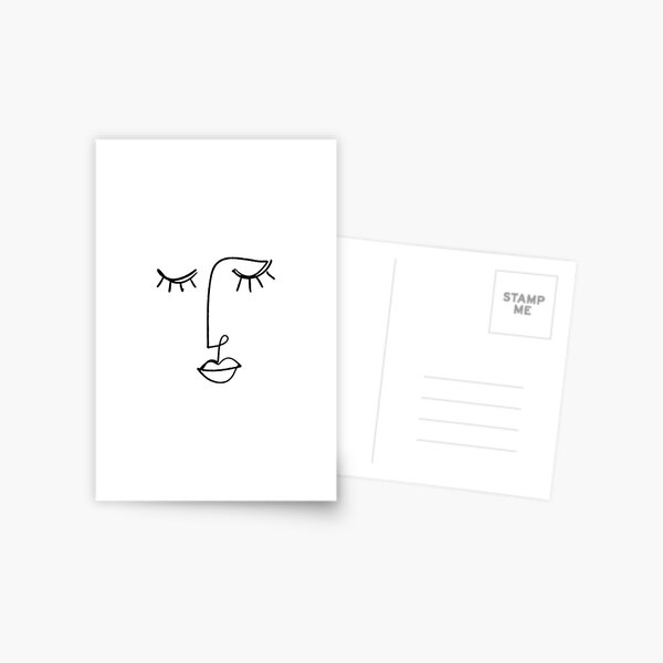 One Line Face Art Postcard