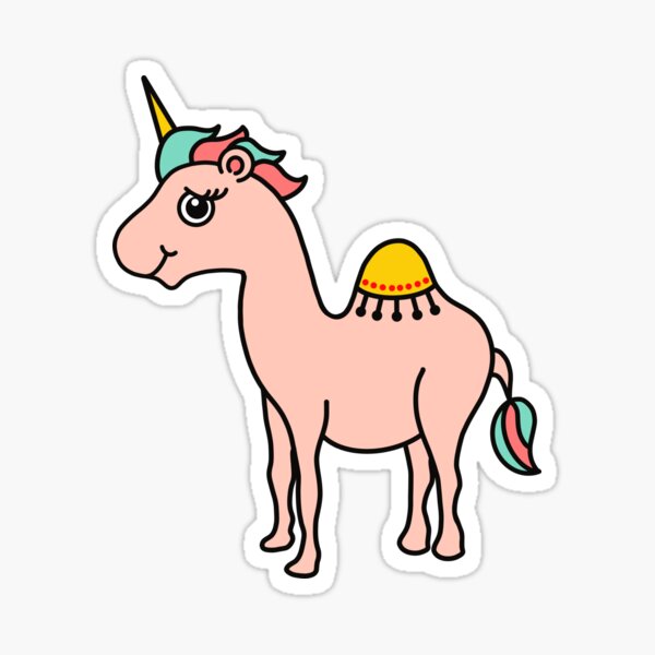 Unicamel - a rare magical creature from Arabia. Camelcorn Unicorn (opposite facing) Sticker