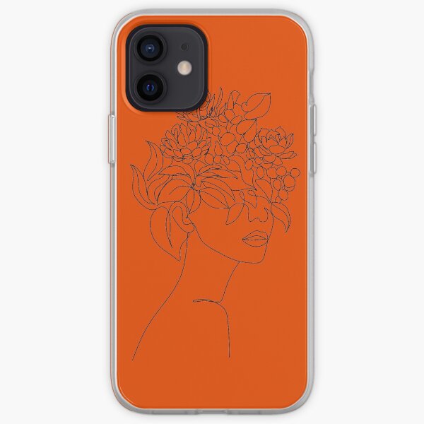 Plant Head Woman Art Print | Woman With Plants on Head Poster | Flower Woman Wall Art | Woman With Flower Head Print | Line Drawing Woman iPhone Soft Case
