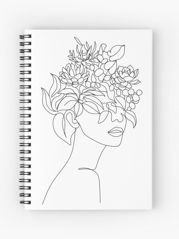 Home And Living Modern Line Art Abstract Woman Print Flower Line Drawing Wood Frame Flower Head 2407