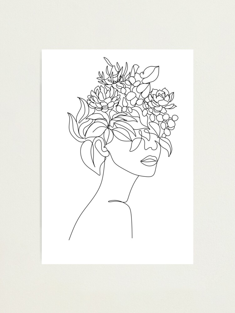 Flower Head Woman Art Print  Woman With Plants on Head Poster