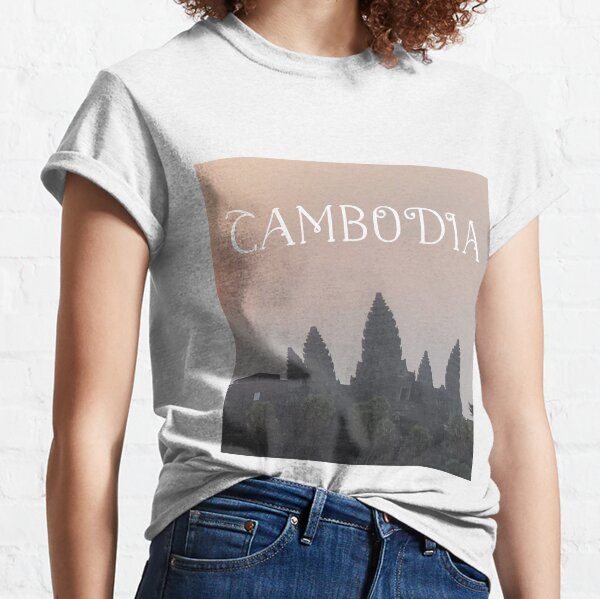 CAMBODIA Vintage Double Sided T Shirt Grey Short Sleeved Crewneck